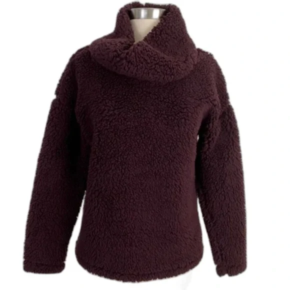 A New Day Super Soft Comfy Burgundy Cowl Neck Sherpa Sweater Size Medium NEW! - Picture 3 of 5